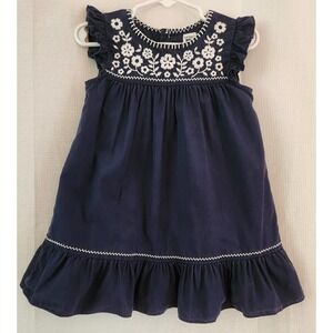 Carter's Dress Girls Size 24 M Navy Blue‎ White Embroidery Matching Bloomers